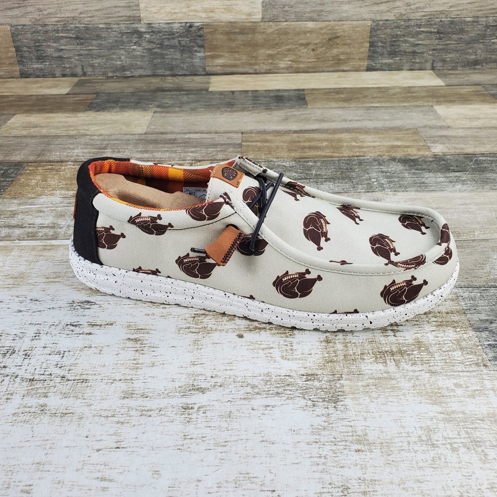 Hey Dude Wally Turkey Day Mens Loafer Shoes Sz 12 Tan Multi Slip On Round Toe